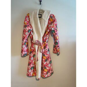 BODEN Pink Wilderness Sherpa Robe Dressing Gown SIZE MEDIUM